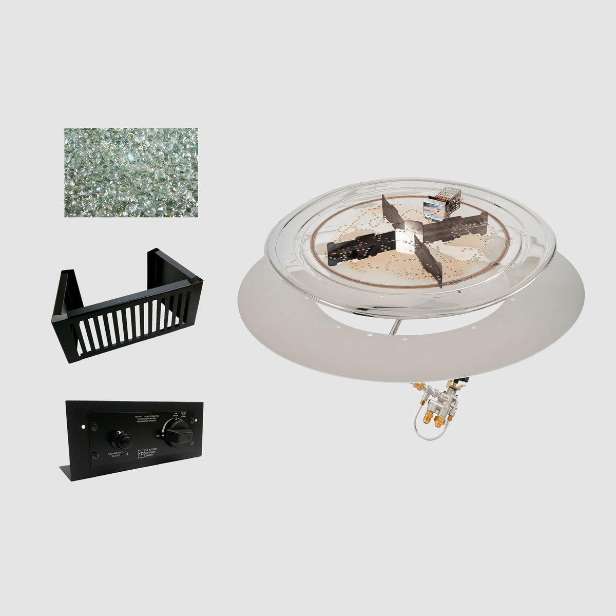 The Outdoor GreatRoom Do-It-Yourself Crystal Fire Plus Round Gas Burner Kit - Block/Paver Application