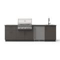 Blaze Golden Hour 10-Ft Outdoor Kitchen Island w/ Marine Grade 32-Inch Premium LTE+ Grill, Fridge, Sink in Gunmetal w/ Keon Countertop