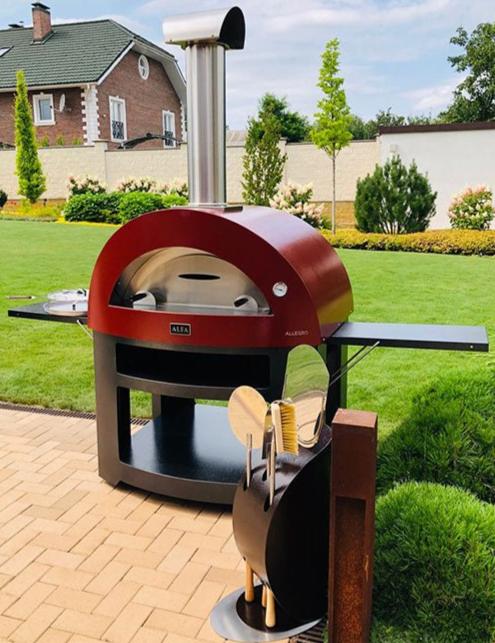 Alfa Allegro 39-Inch Outdoor Wood-Fired Pizza Oven with Base - Freestanding - Antique Red - view 2