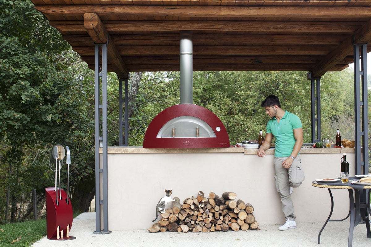 Alfa Allegro 39-Inch Outdoor Wood-Fired Pizza Oven with Base - Freestanding - Antique Red - view 10
