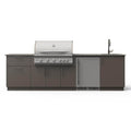 Blaze Golden Hour 10-Ft Outdoor Kitchen Island w/ 40-Inch Premium LTE+ Grill, Fridge, Sink in Gunmetal w/ Keon Countertop