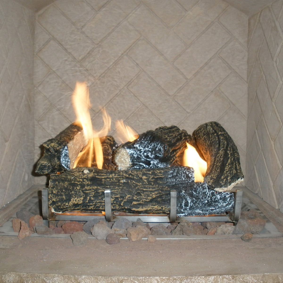 The Outdoor GreatRoom Outdoor Ceramic Fiber Log Set with Grate