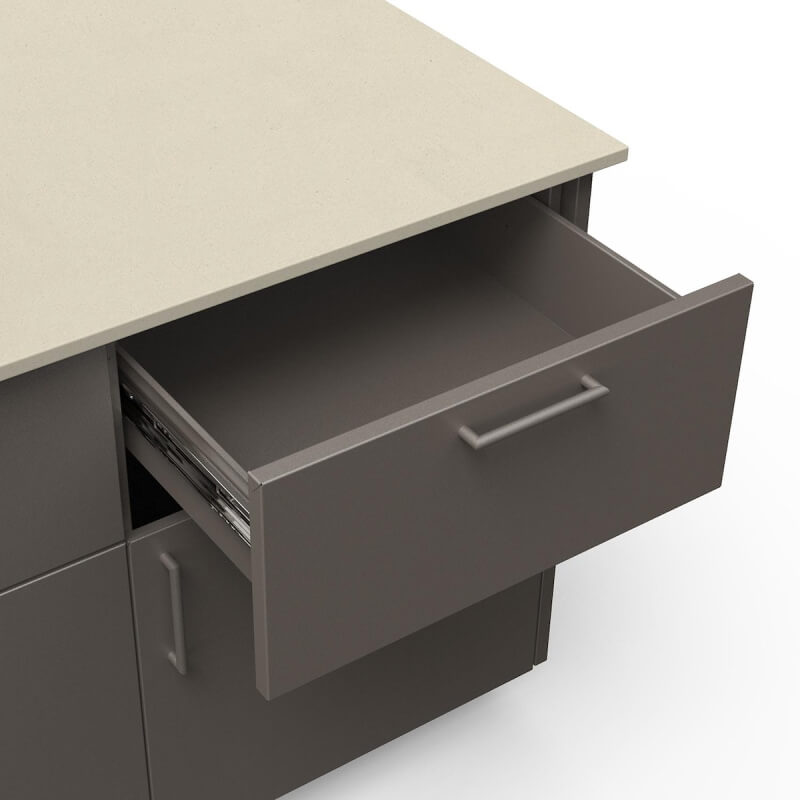 Blaze Morning Glow 10-Ft Outdoor Kitchen Island w/ 32-Inch Premium LTE+ Grill, Fridge in Gunmetal w/ Aeris Countertop