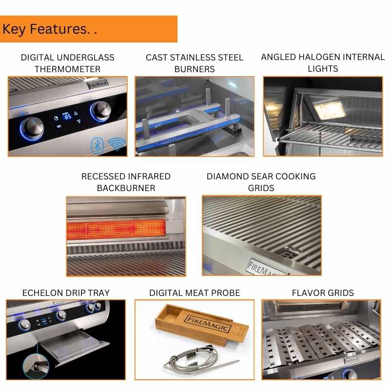 Fire Magic 30" Echelon Diamond E660i Built-In Gas Grill with Digital Thermometer - view 3