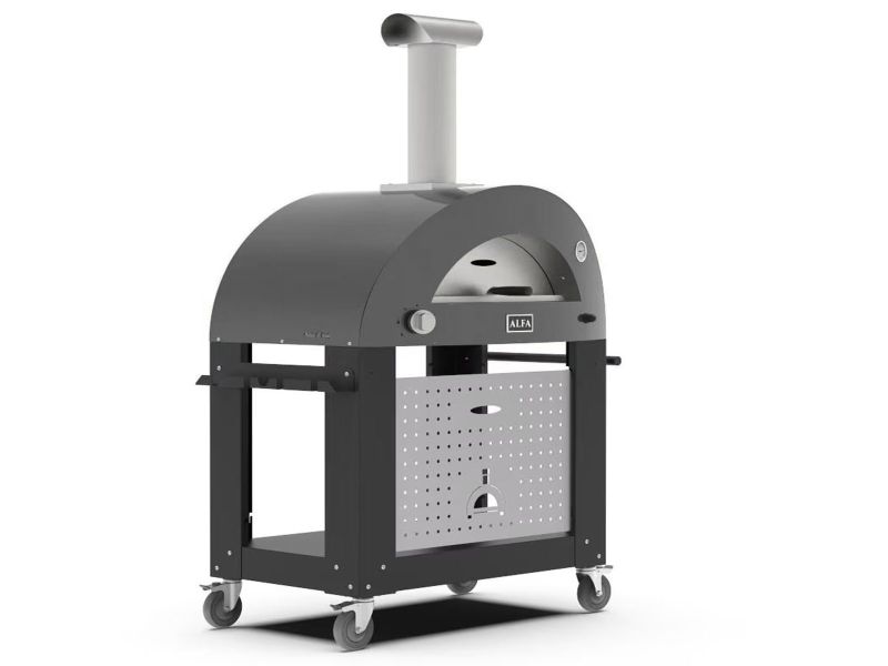 Alfa Moderno 3 Pizze 43-Inch Gas Pizza Oven on Wrinkle Black Oven Base - Anthracite Gray - view 4