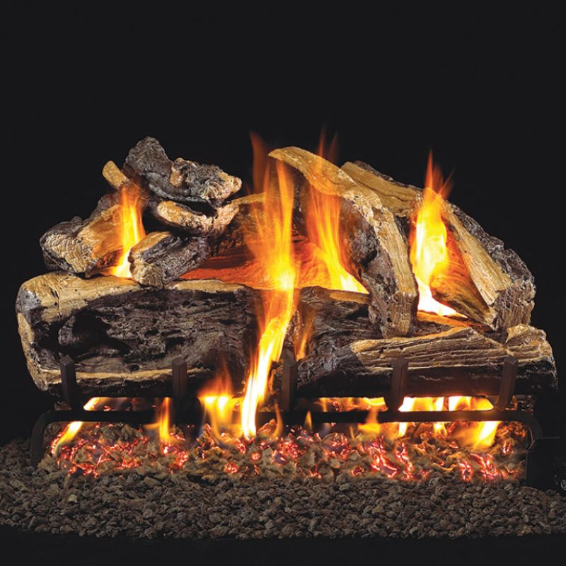 Real Fyre Charred Rugged Split Oak Log Set with G46 ANSI Certified Burner System