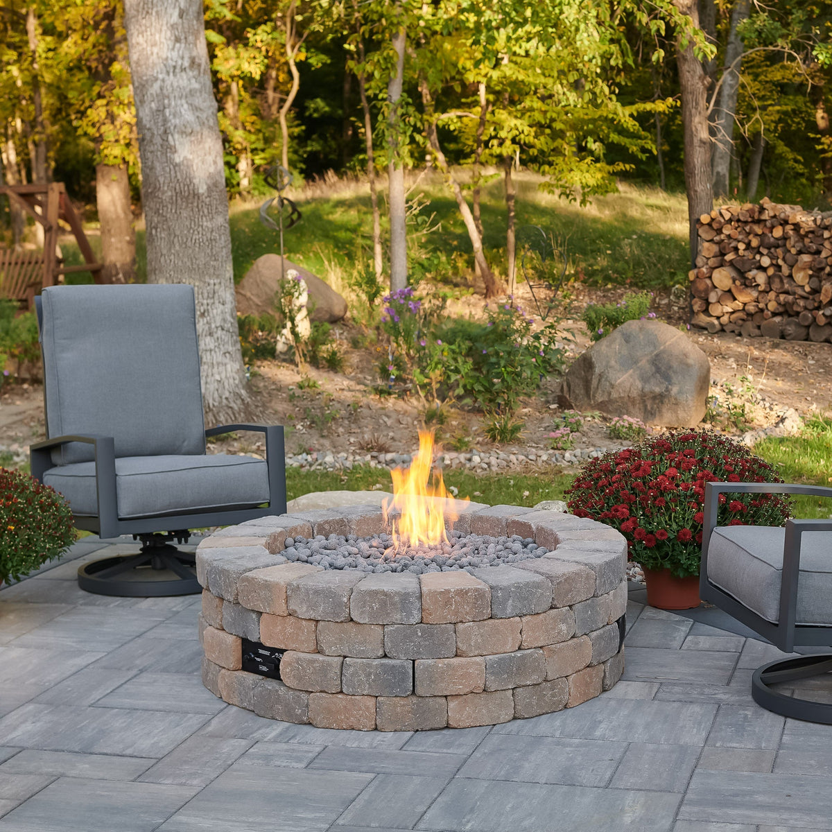 The Outdoor GreatRoom Company Bronson Block Round Gas Fire Pit Kit - 51.25-Inch - view 6