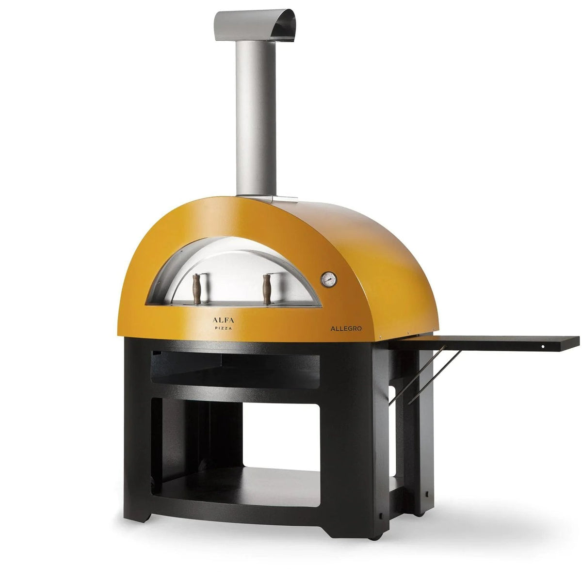 Alfa Moderno 5 Pizze Outdoor Gas Hybrid Pizza Oven with Black Base - Freestanding - Fire Yellow