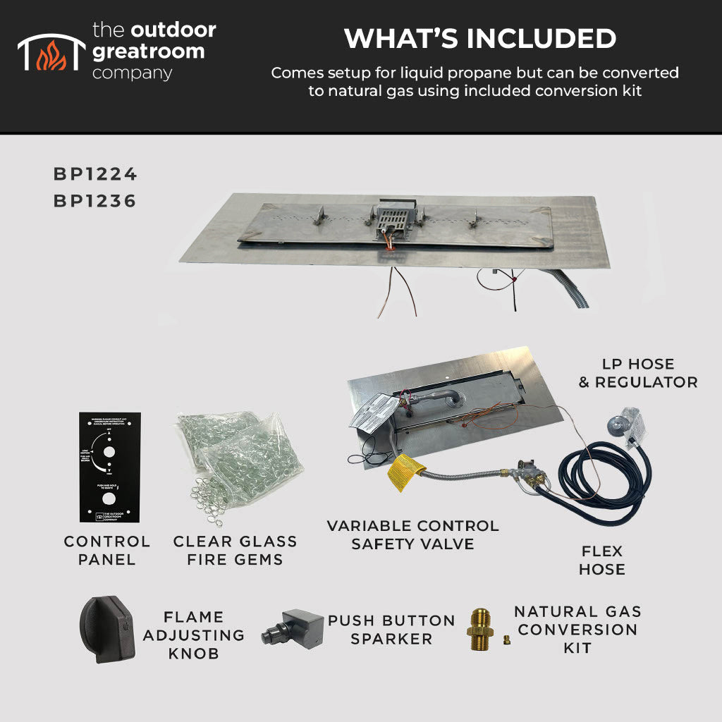 The Outdoor GreatRoom Crystal Fire Plus Linear Gas Burner Insert and Plate Kit - view 3
