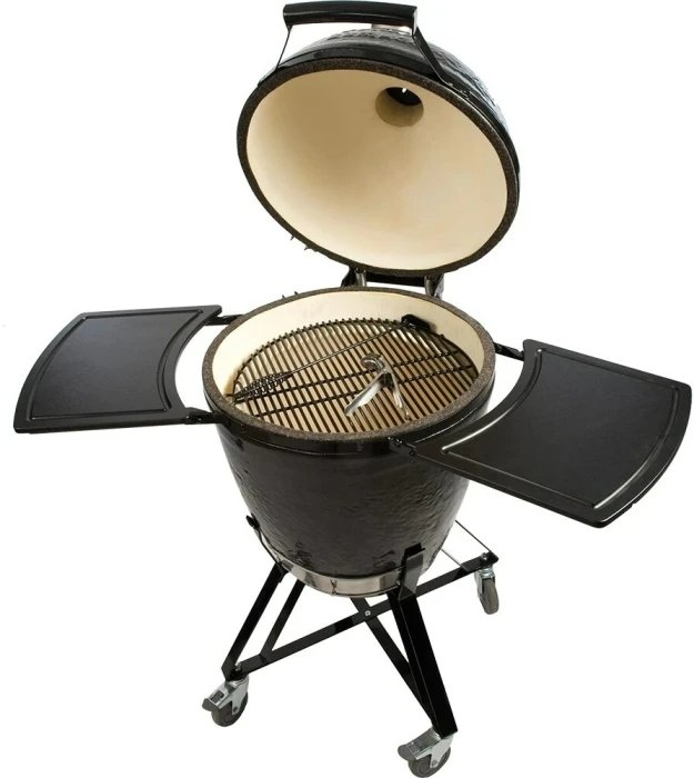 Primo 21.5 Inch Ceramic Kamado Grill Freestanding With Cradle & Side Shelves - PGCRC - view 2