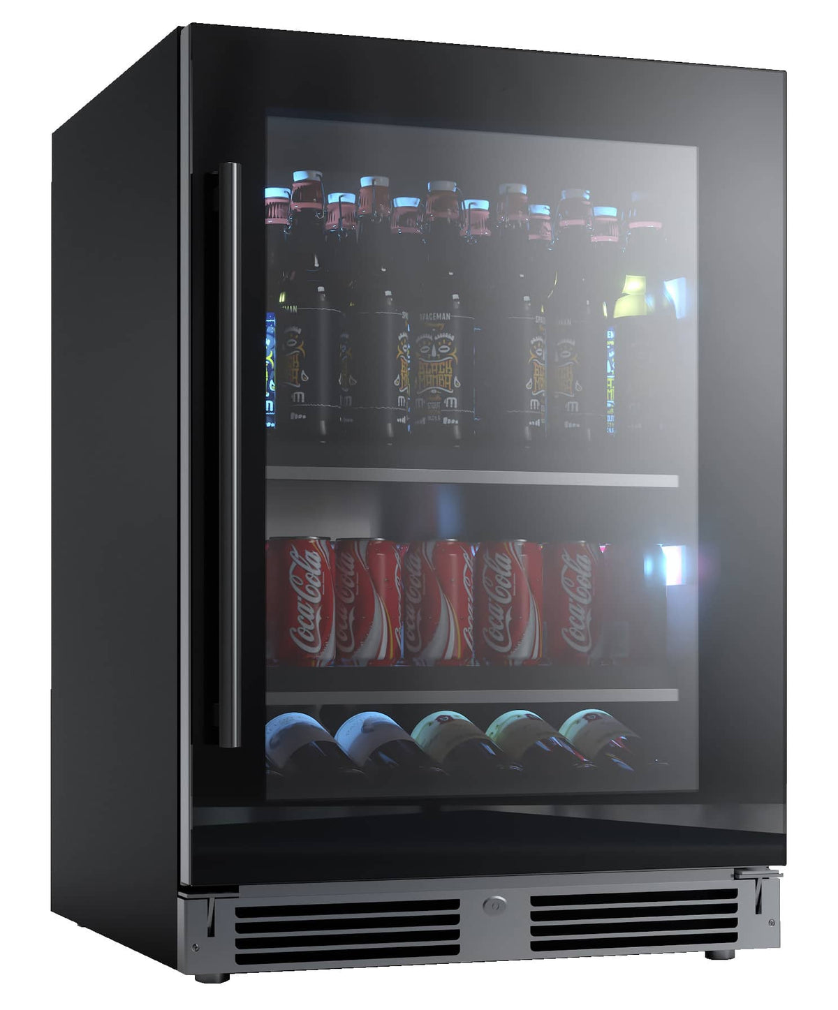 XO 24" Designer Black Glass Beverage Center Indoor Undercounter Refrigerator
