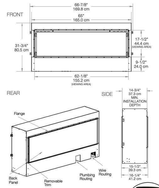 Dimplex Opti-Myst Pro 1500 Built-in 60 Inch Water Vapor Electric Fireplace Firebox - view 8