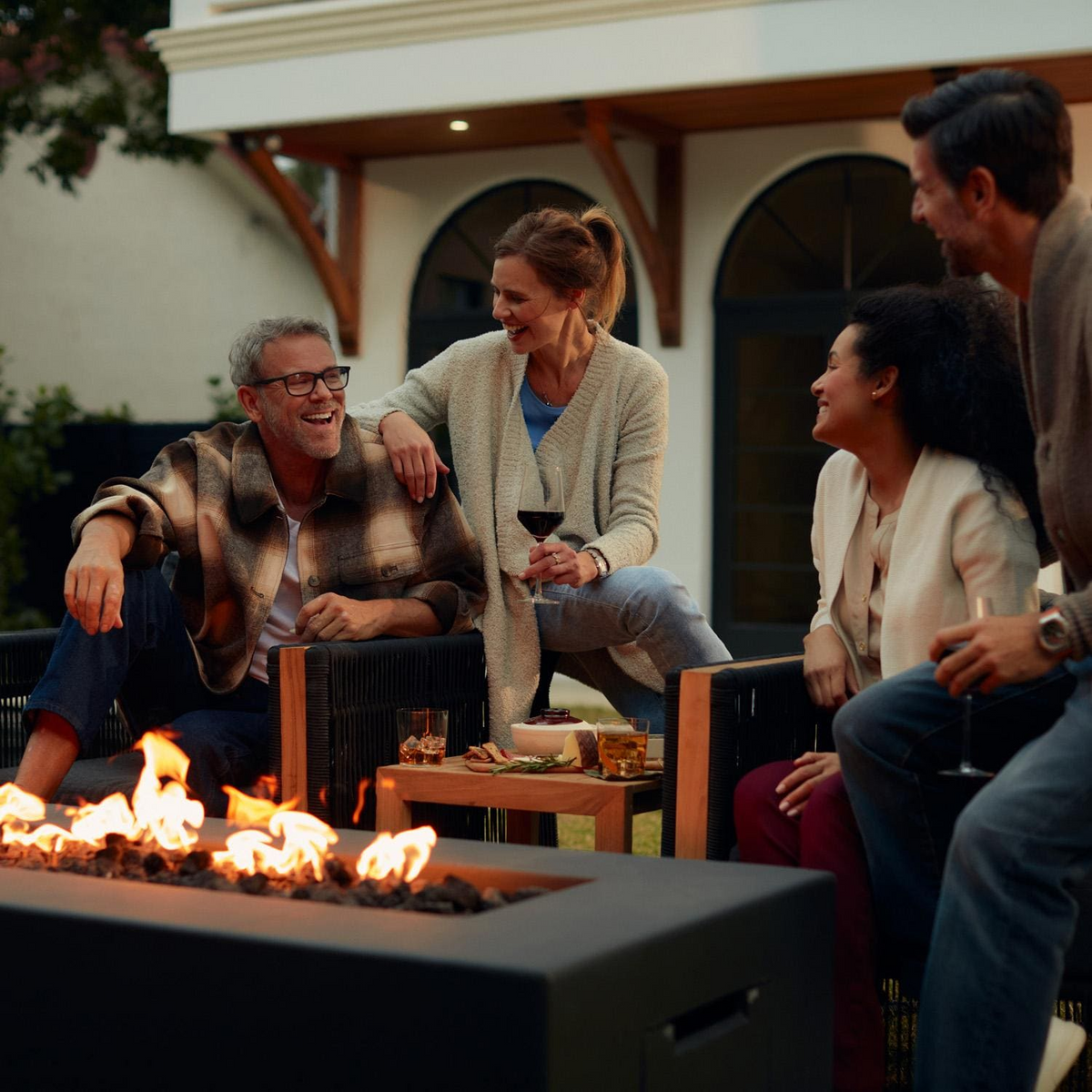 Blaze 60-Inch Rectangular Concrete Natural Gas / Propane Fire Pit Table in Phantom - view 2