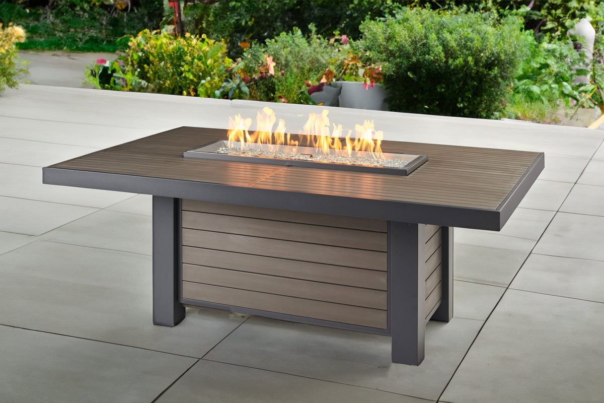The Outdoor GreatRoom Kenwood and Brooks Linear Dining Height Gas Fire Pit Table - view 15