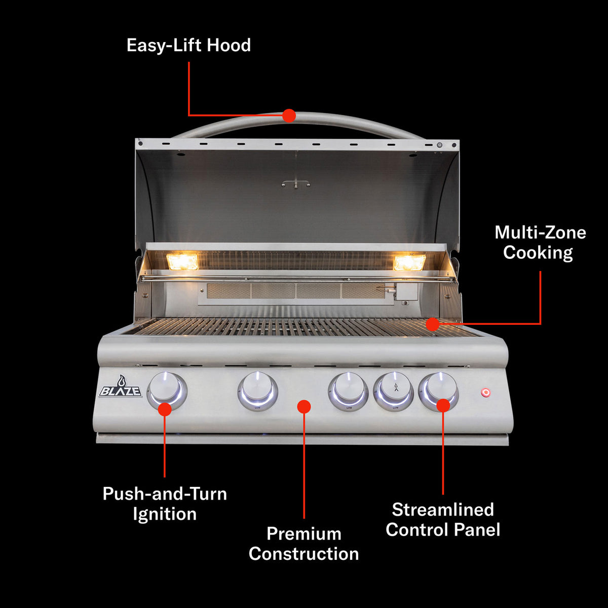 Blaze Premium LTE+ Gas Grill with Rear Burner and Built-in Lighting System – view 6