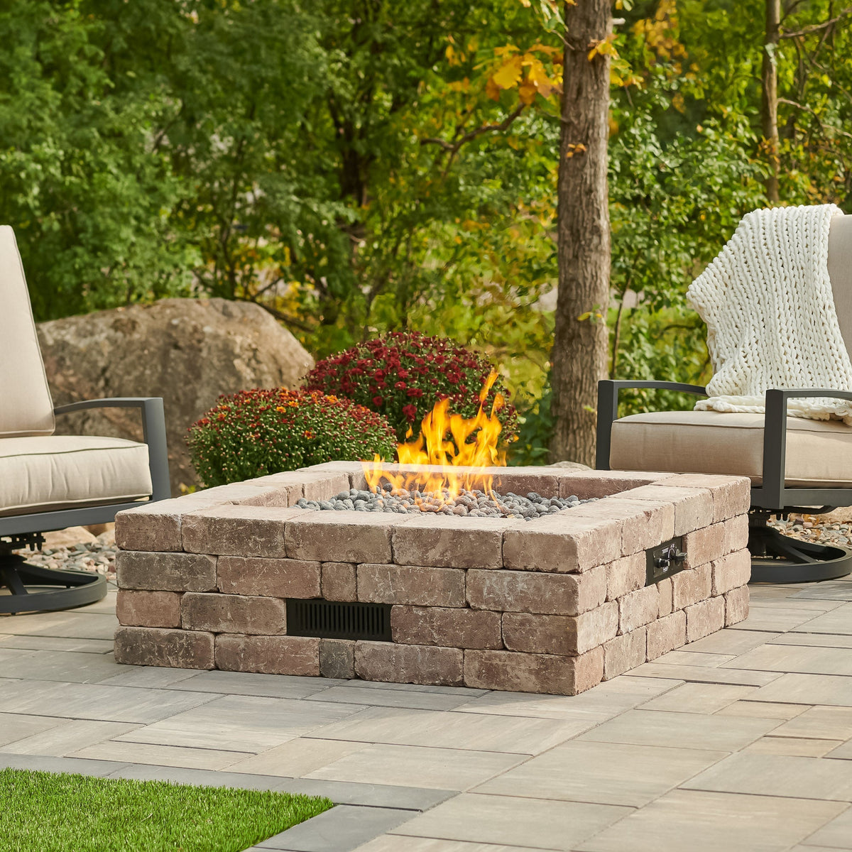 The Outdoor GreatRoom Bronson Block Square Gas Fire Pit Kit - view 4