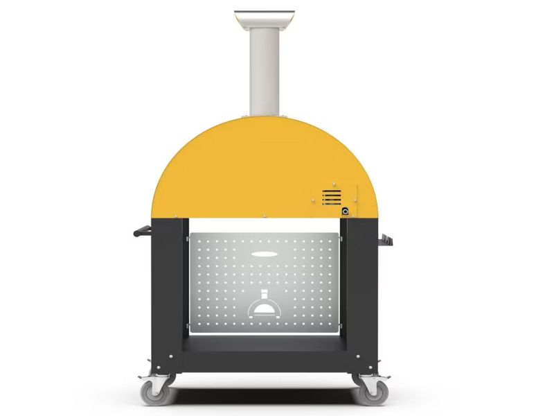 Alfa Moderno 3 Pizze 43-Inch Wood-Fired Pizza Oven on Wrinkle Black Base - Fire Yellow - view 5