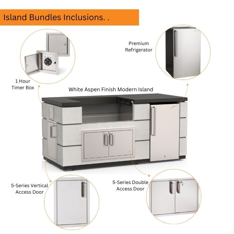 Fire Magic 77" Contemporary Outdoor Kitchen Island with Refrigerator - view 3