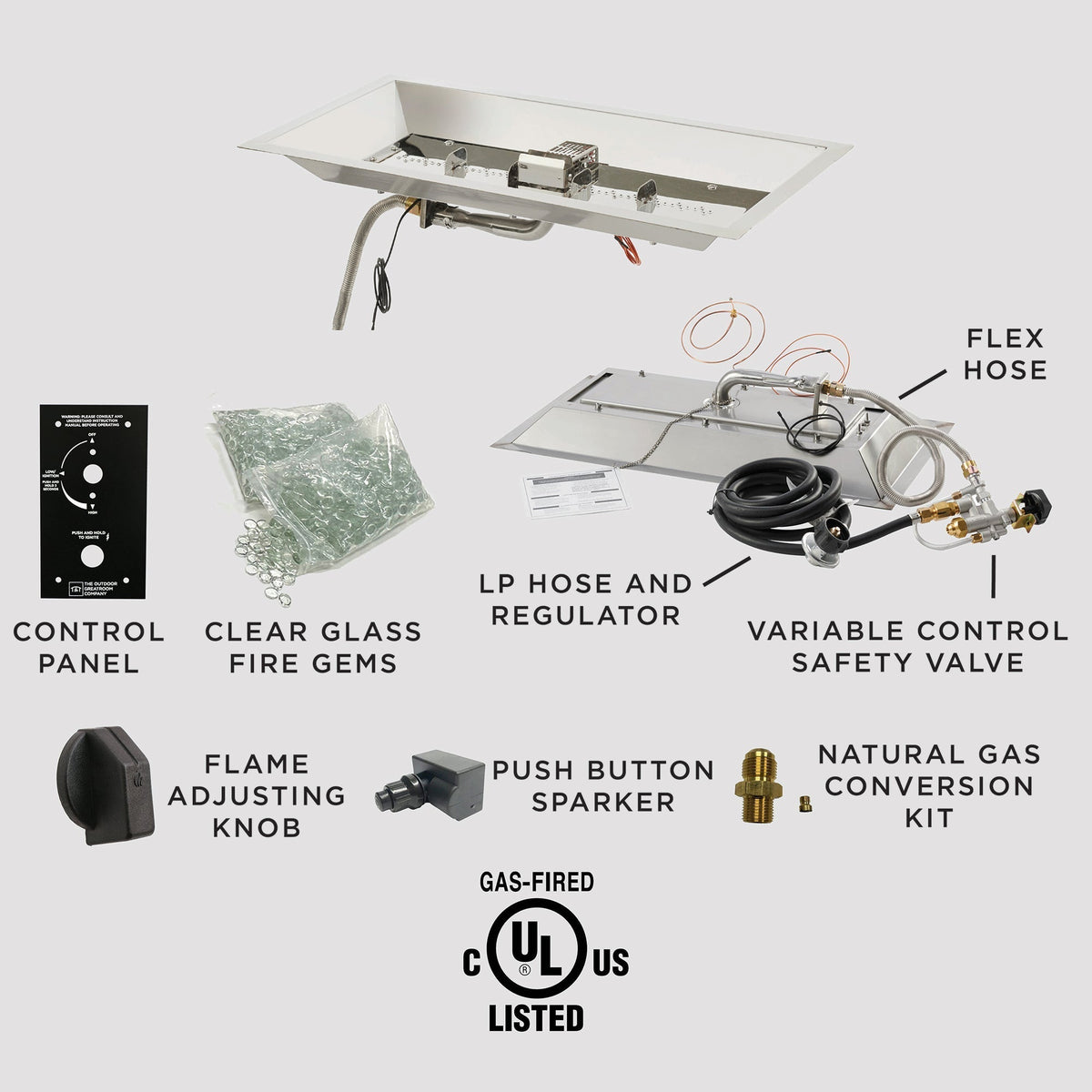 The Outdoor GreatRoom Crystal Fire Plus Linear Gas Burner - view 2