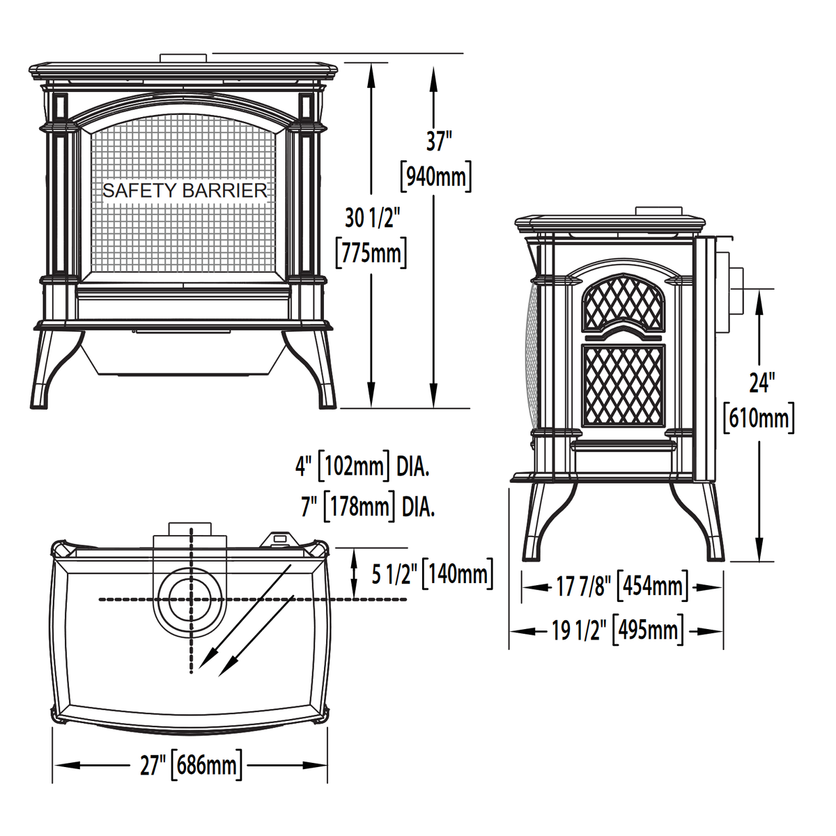 Napoleon Knightsbridge Direct Vent Cast Iron Gas Stove | GDS60 - view 4