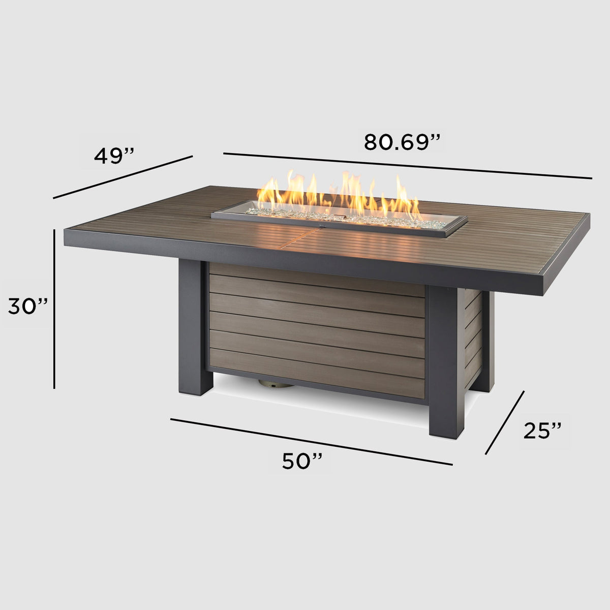 The Outdoor GreatRoom Kenwood and Brooks Linear Dining Height Gas Fire Pit Table - view 16