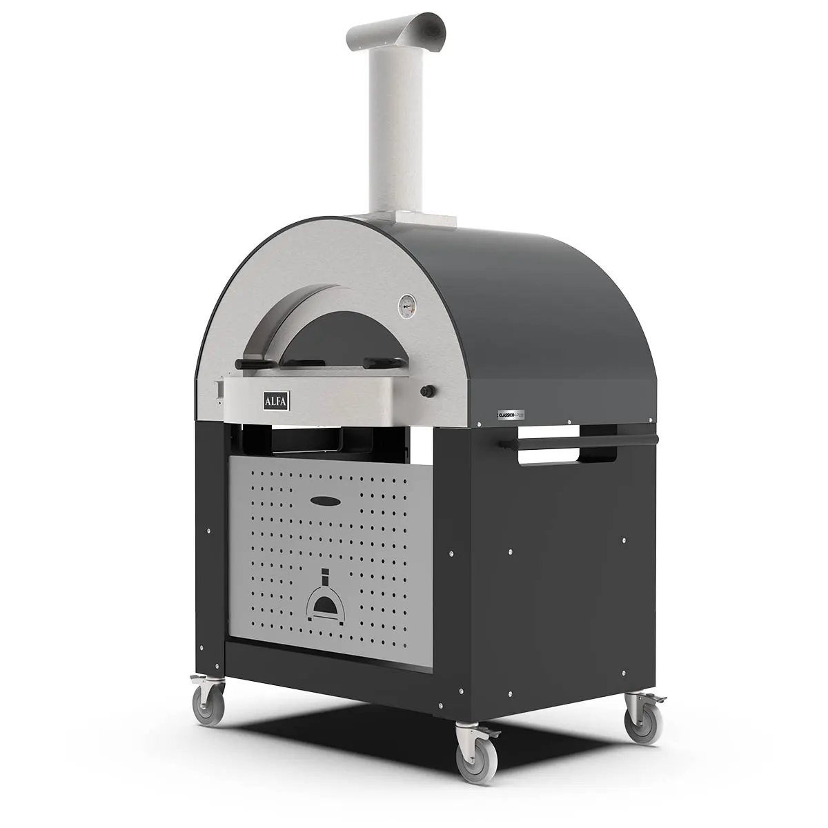 Alfa Classico 4 Pizze 43-Inch Gas Pizza Oven on Wrinkle Black Oven Base - Ardesia Grey - view 2
