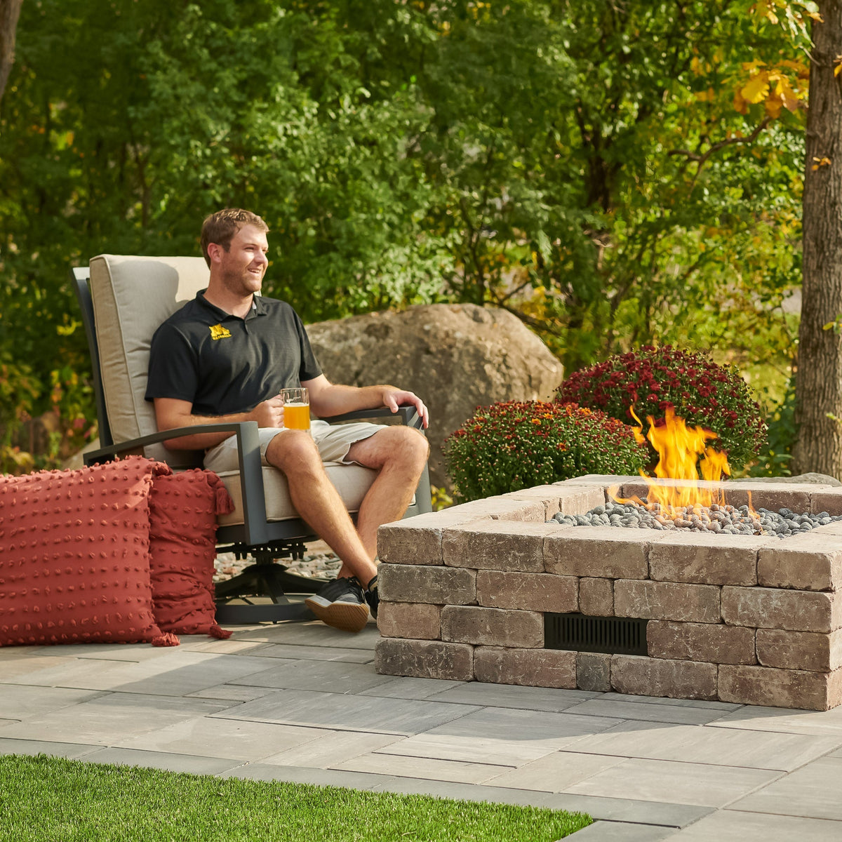 The Outdoor GreatRoom Bronson Block Square Gas Fire Pit Kit - view 7