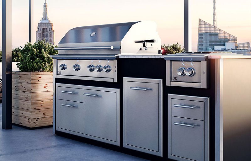 XO Pro-Grade Designer Pre-Assembled 42 Inch Outdoor Kitchen Island with Gas Grill