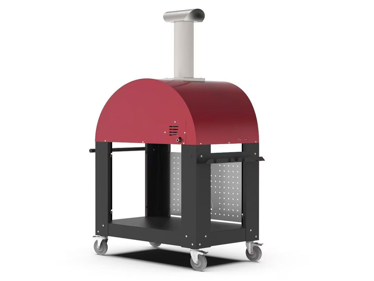 Alfa Moderno Ruby Red 3 Pizze 43-Inch Gas Pizza Oven on Wrinkle Black Oven Base - view 3