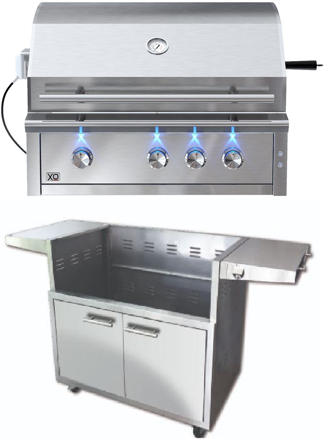 XO Pro Luxury 36 Inch Freestanding Gas Grill on Cart with Infrared Burner & Rotisserie - view 2