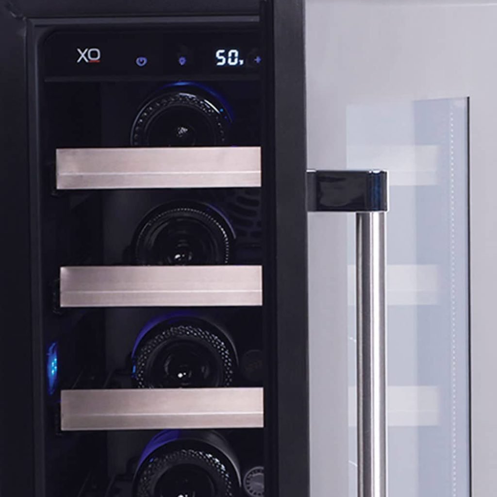 XO 24 Inch Designer Black Glass Indoor Dual Zone Wine Cooler Refrigeration - view 4