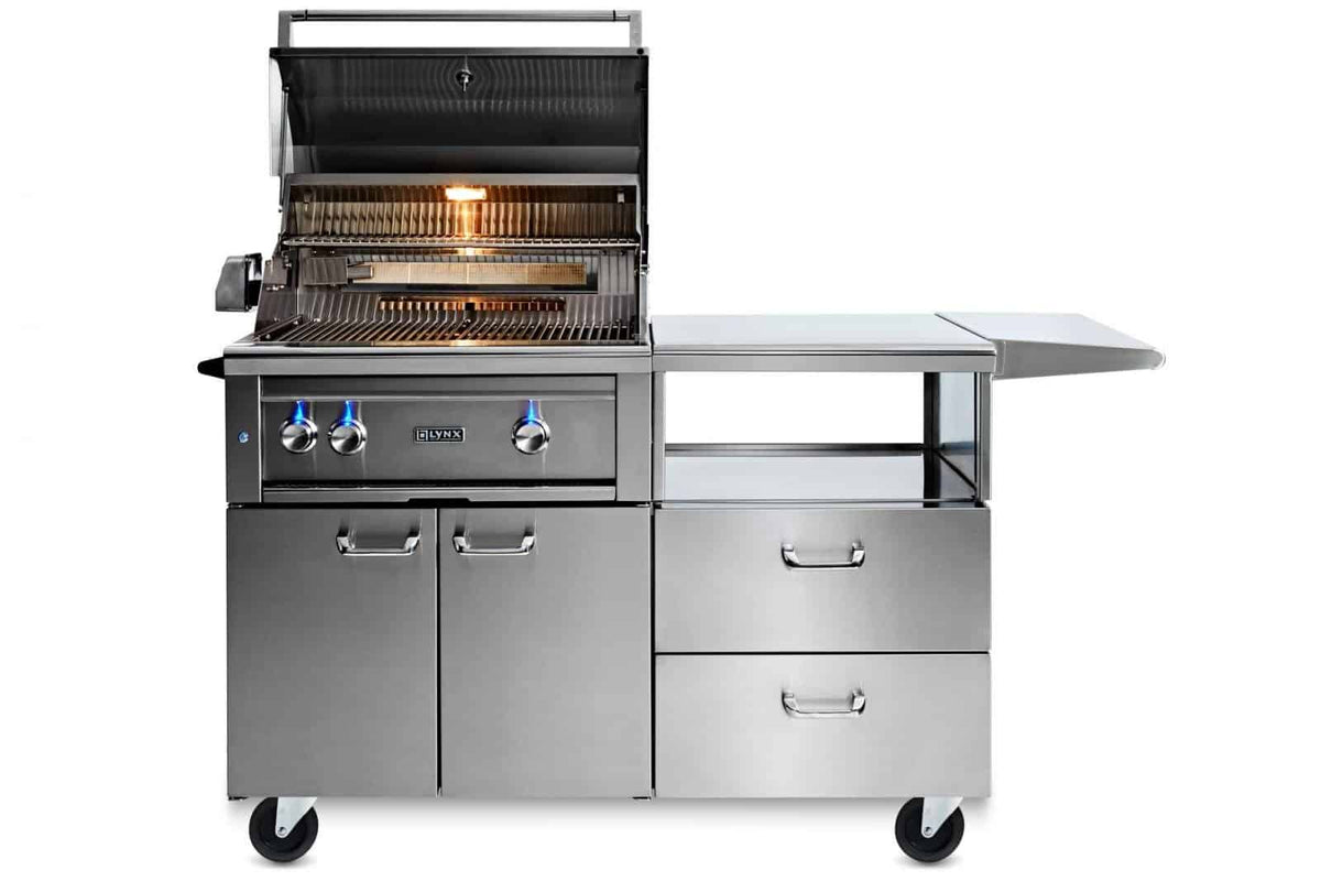 Lynx Professional 30-Inch All Trident Infrared Grill with Rotisserie on Mobile Kitchen Cart - view 2