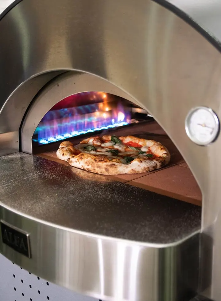 Alfa Classico 4 Pizze 43-Inch Gas Pizza Oven on Wrinkle Black Oven Base - Ardesia Grey - view 3