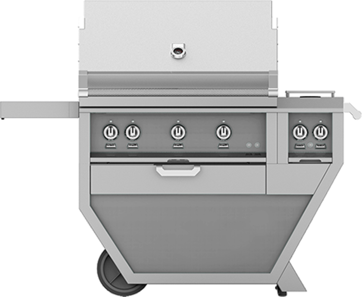 Hestan 36-Inch Propane Gas Grill W/ Sear Burner, Rotisserie & Double Side Burner On Deluxe Cart - GMBR36CX2-LP