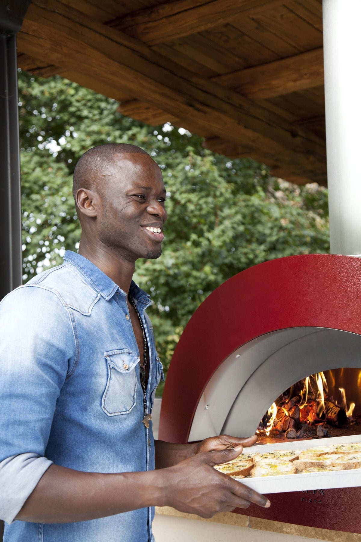 Alfa Allegro 39-Inch Outdoor Wood-Fired Pizza Oven with Base - Freestanding - Antique Red - view 11