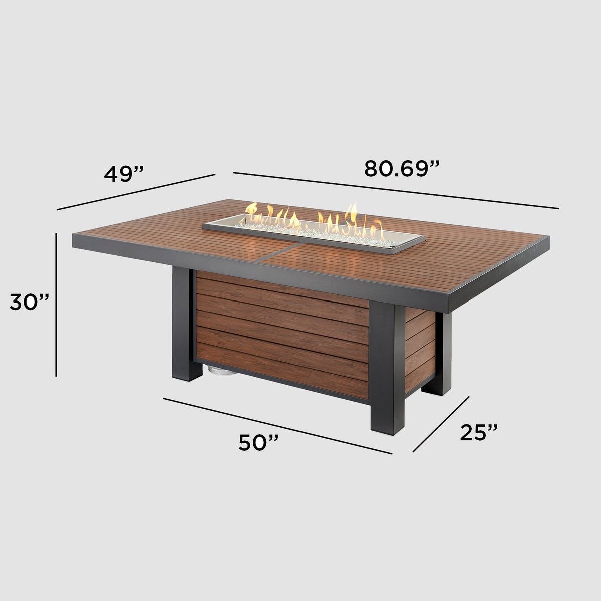 The Outdoor GreatRoom Kenwood and Brooks Linear Dining Height Gas Fire Pit Table - view 10