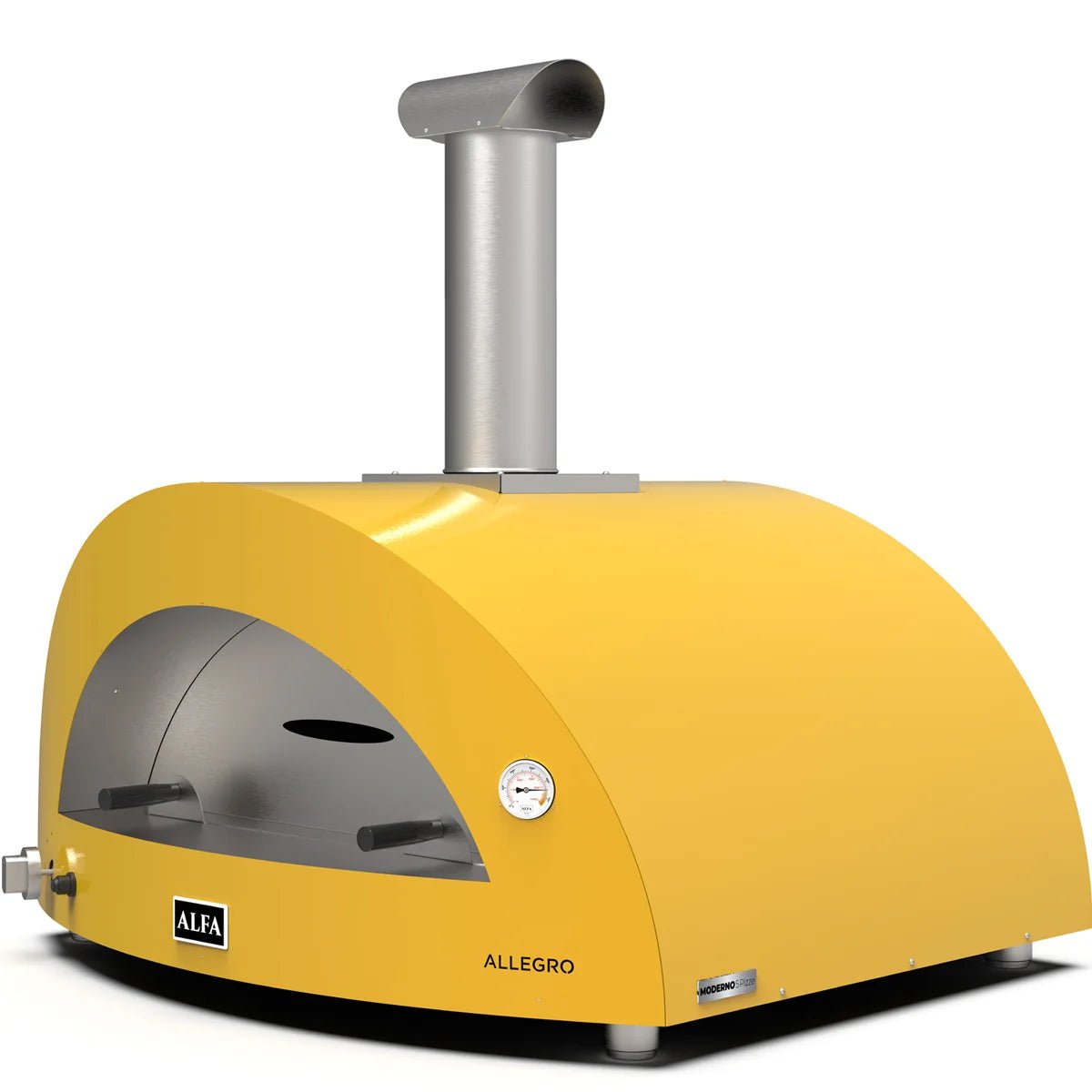 Alfa Moderno 5 Pizze Outdoor Gas Hybrid Pizza Oven with Black Base - Freestanding - Fire Yellow