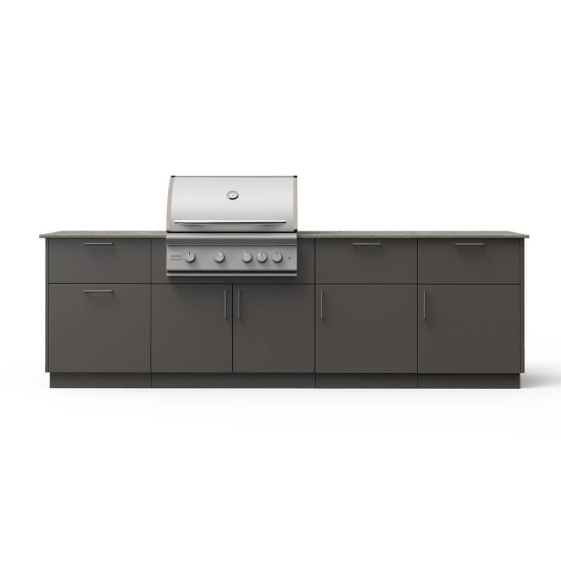 Blaze High Noon 10-Ft Outdoor Kitchen Island w/ 32-Inch Premium LTE+ Grill in Gunmetal w/ Keon Countertop