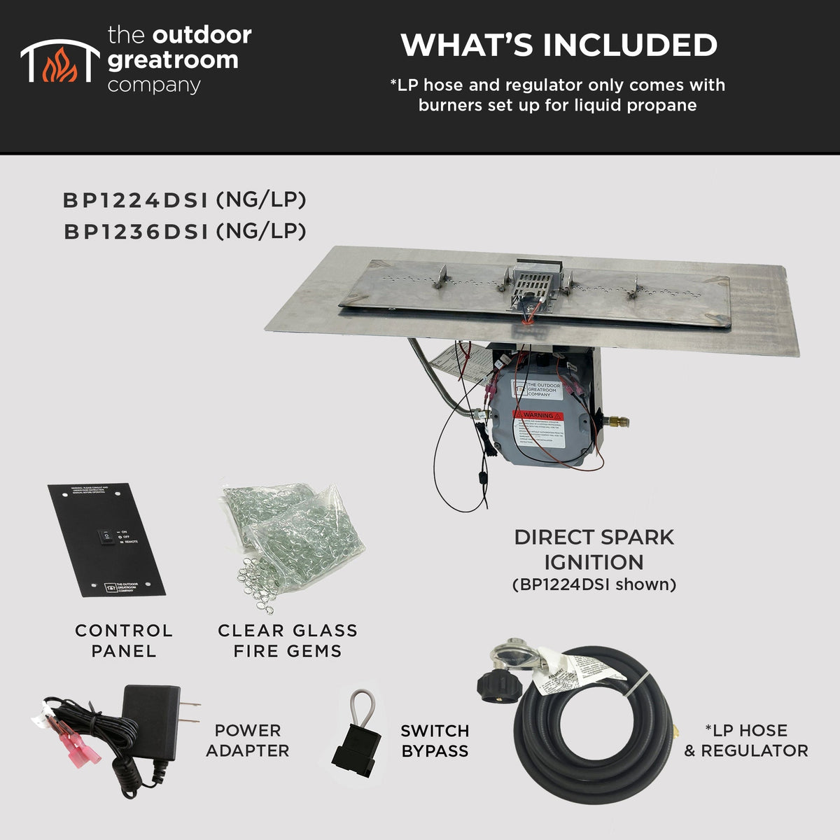 The Outdoor GreatRoom Crystal Fire Plus Linear Gas Burner Insert and Plate Kit - view 5