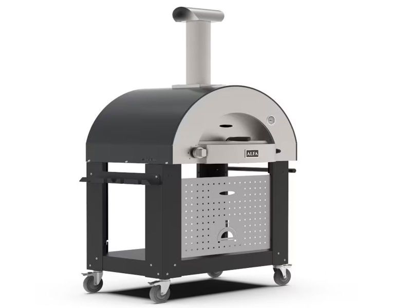 Alfa Classico 4 Pizze 43-Inch Gas Pizza Oven on Wrinkle Black Oven Base - Ardesia Grey - view 4