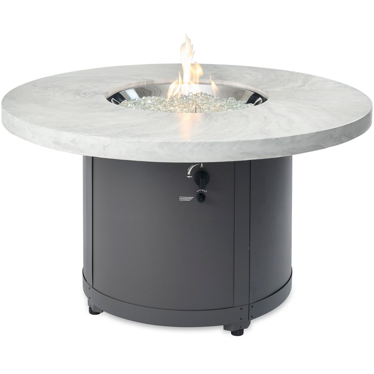 The Outdoor GreatRoom Company Beacon 48 Inch Round Powder Coated Steel Propane Fire Pit Table in White Onyx - view 2