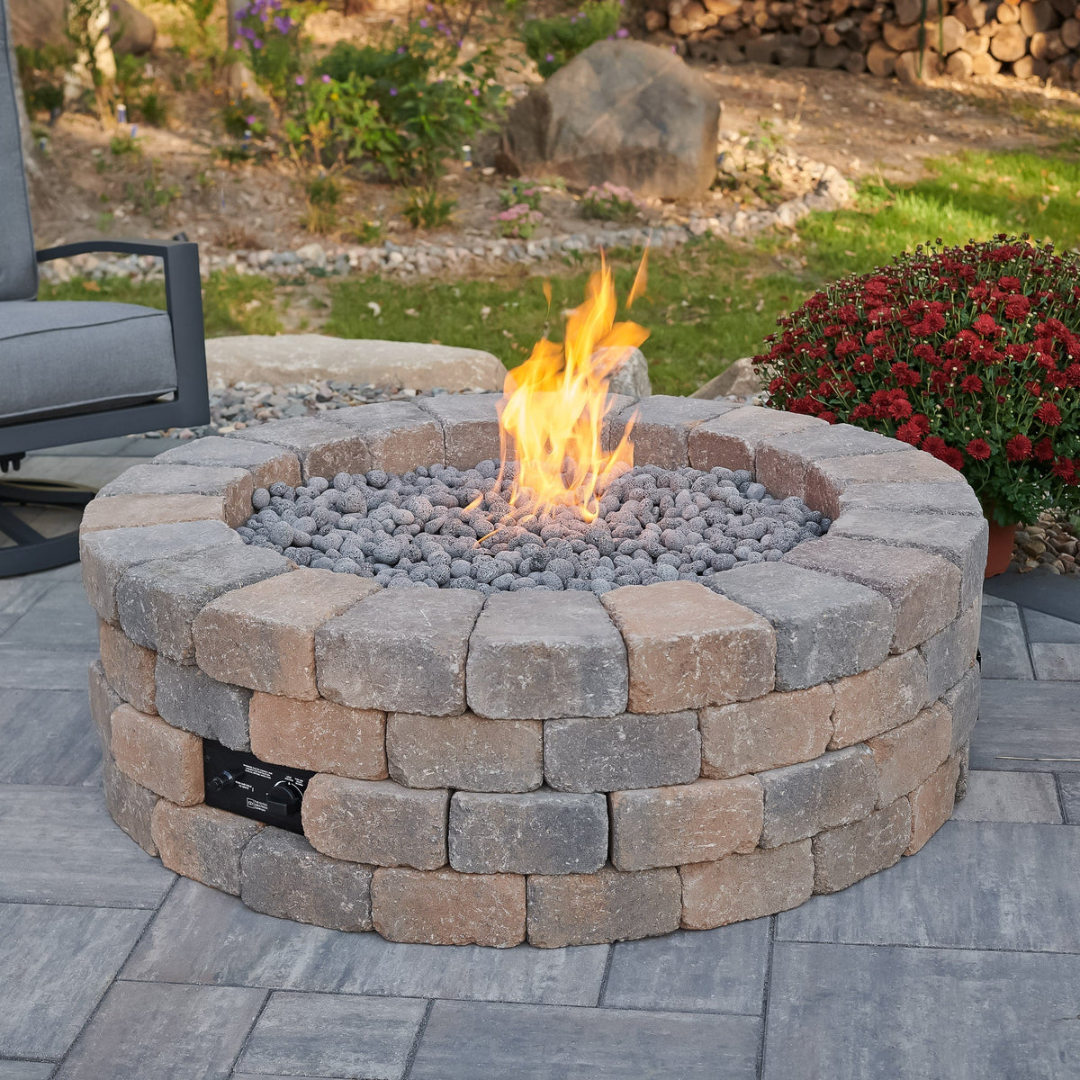 The Outdoor GreatRoom Company Bronson Block Round Gas Fire Pit Kit - 51.25-Inch - view 4