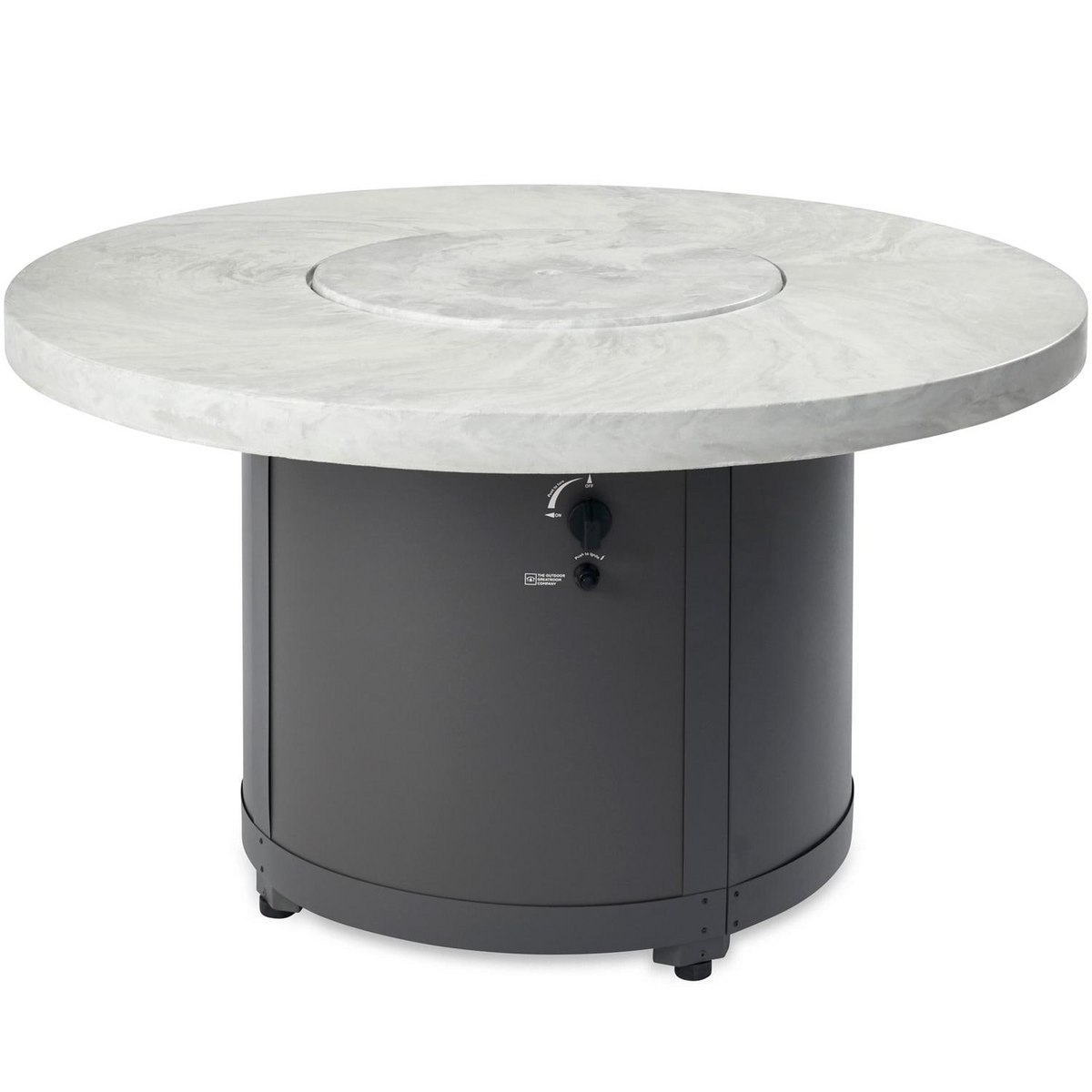 The Outdoor GreatRoom Company Beacon 48 Inch Round Powder Coated Steel Propane Fire Pit Table in White Onyx - view 4