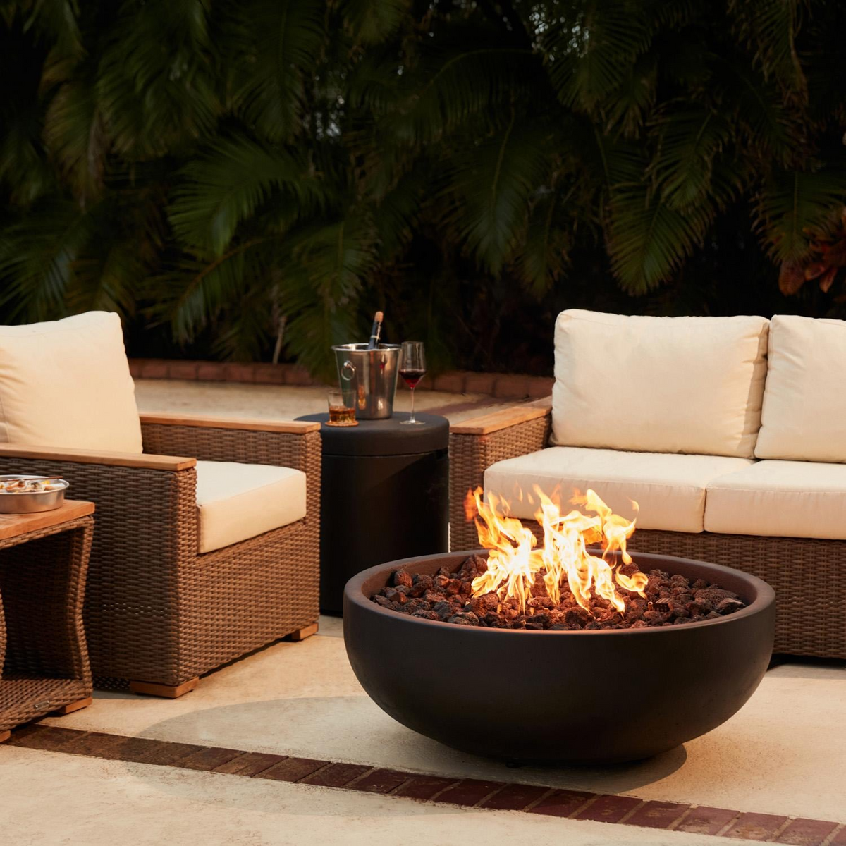 Blaze 38-Inch Round Concrete Propane or Natural Gas Fire Bowl in Phantom - view 2