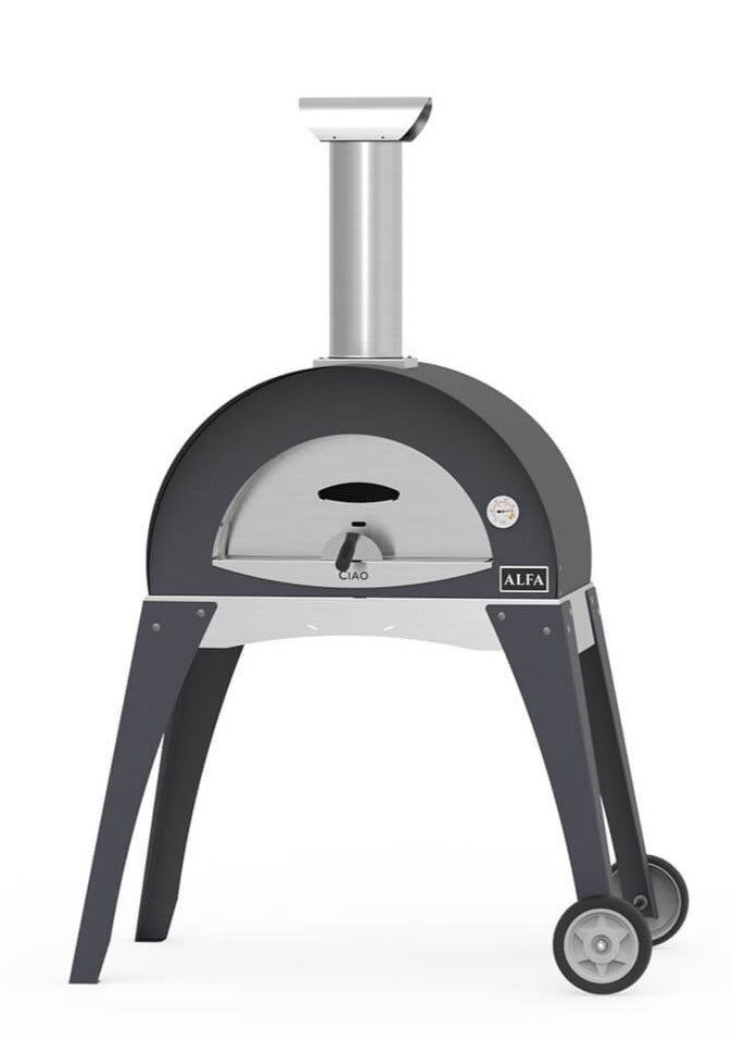 Alfa Ciao 27-Inch Freestanding Wood Fired Outdoor Pizza Oven with Base - Silver Grey - view 2