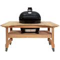 Primo Oval XL 400 Ceramic Kamado Grill On Curved Cypress Table - PGCXLH