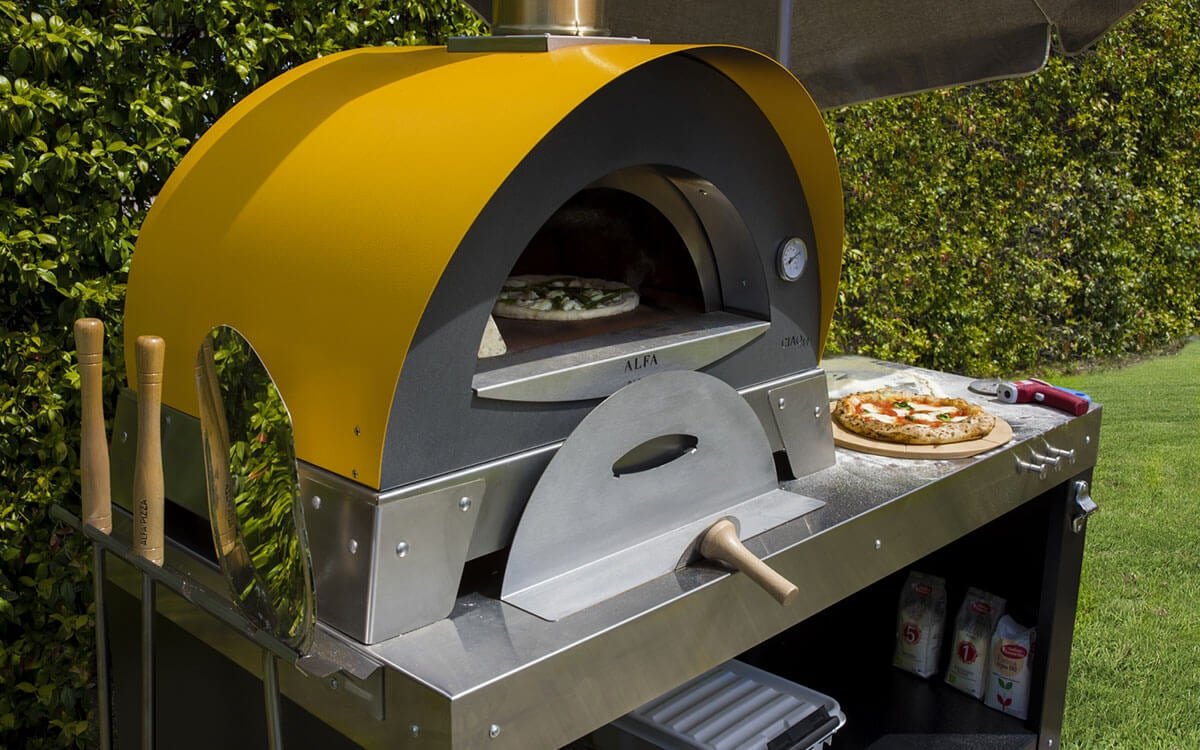 Alfa Ciao 27-Inch Freestanding Wood Fired Outdoor Pizza Oven with Base - Silver Grey - view 26