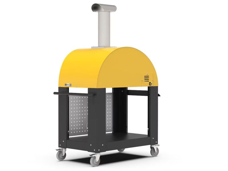 Alfa Moderno 3 Pizze 43-Inch Wood-Fired Pizza Oven on Wrinkle Black Base - Fire Yellow - view 4