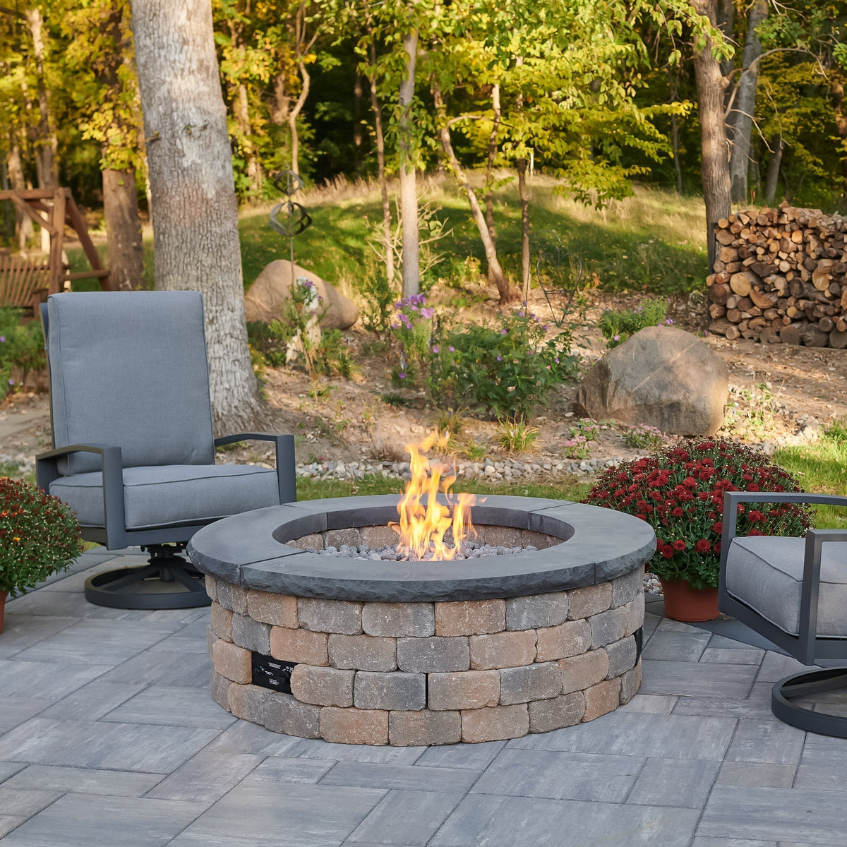 The Outdoor GreatRoom Concrete Top for Round Bronson Block Gas Fire Pit Kit (4 Pieces Total) - More colors - view 3