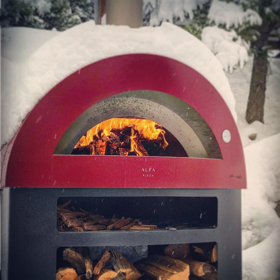 Alfa Allegro 39-Inch Outdoor Wood-Fired Pizza Oven with Base - Freestanding - Antique Red - view 8